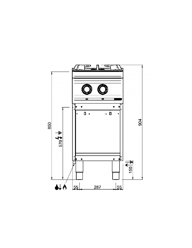 Fourneau 2 feux gaz - 22 kW - Fabriqué en Italie - Modèle IPX5 - MBM_4