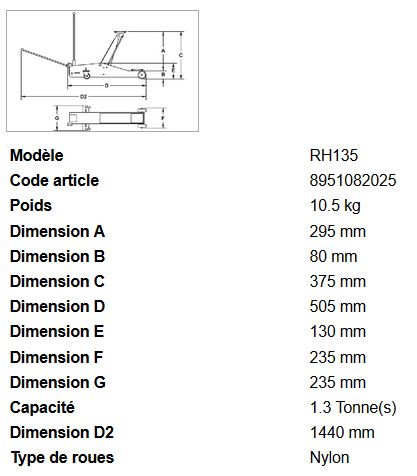 Rh135 - Cric rouleur hydraulique en aluminium - Rodcraft - capacité 1,3T - léger et compact_4