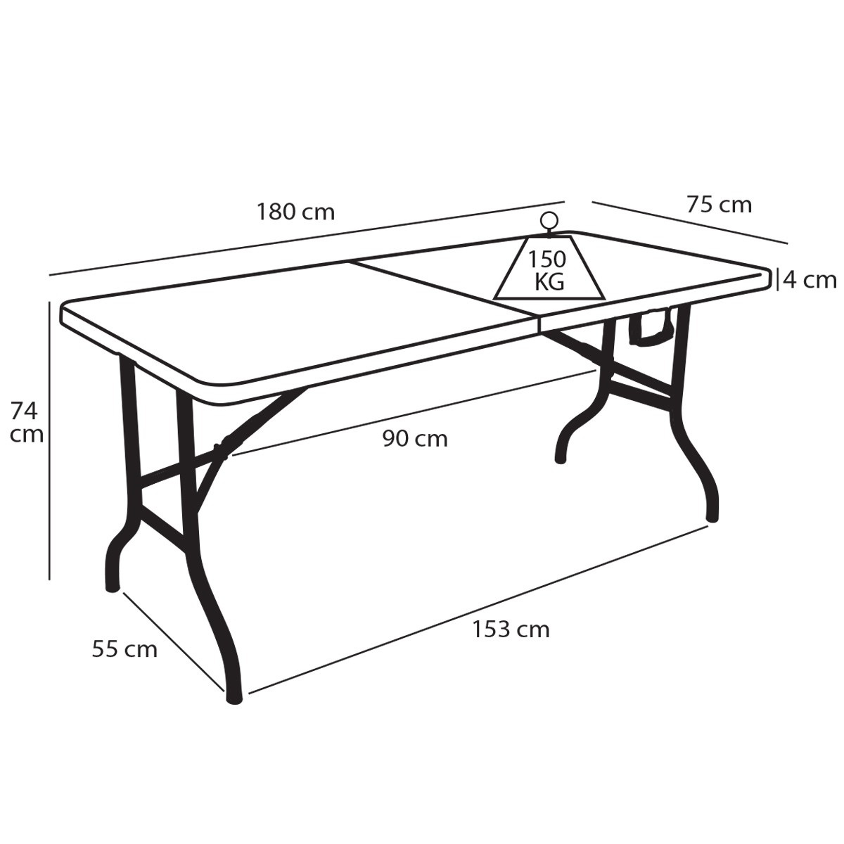 Table pliante blanche 180 cm avec réhausseurs_4