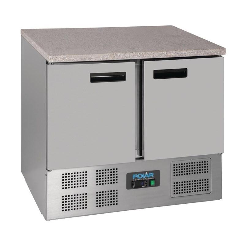 Table réfrigérée positive plan de travail en marbre Série G 2 portes 240L CL108 Polar_4