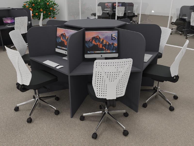 Bureau pour call center 7 places forme marguerite - acacia foncé_4