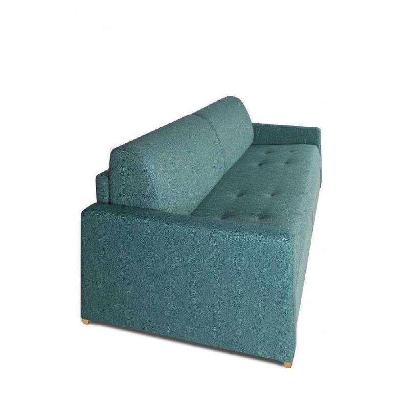 Canapé convertible express Dandy - Matelas 120 cm comfort Bultex® - Mono assise capitonnée - Tweed bleu azur_4