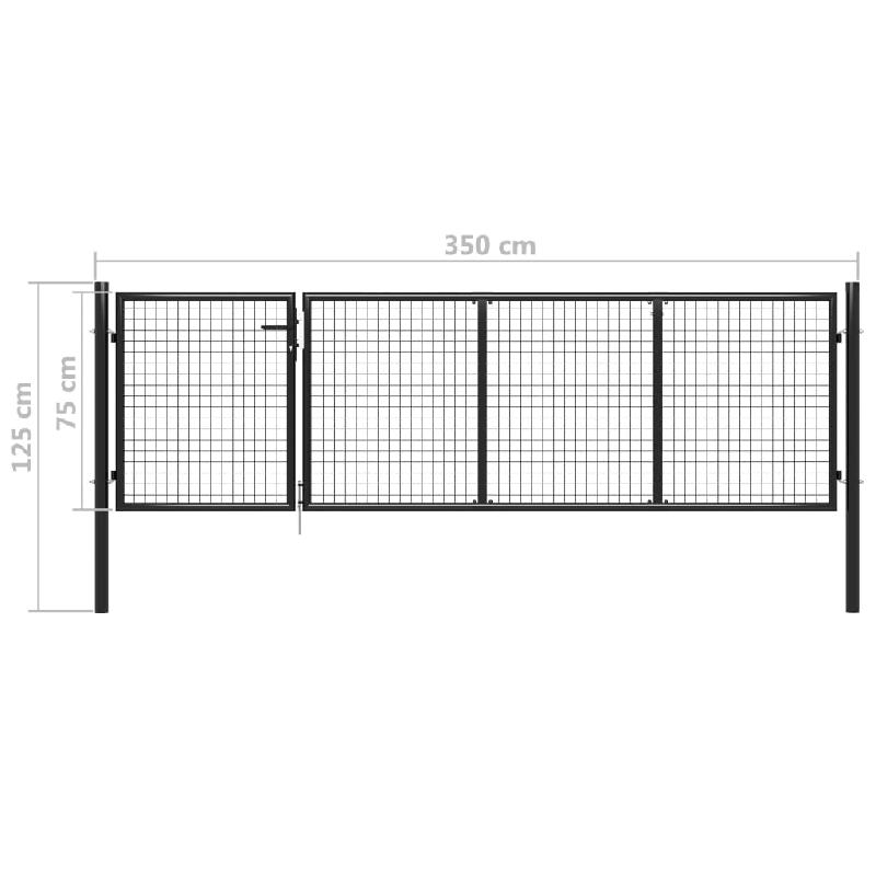 Vidaxl portillon acier 350x75 cm anthracite 144322_4