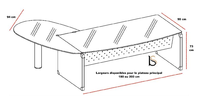 Bureau de direction en verre X time avec retour  - Quadrifoglio. - 259_4