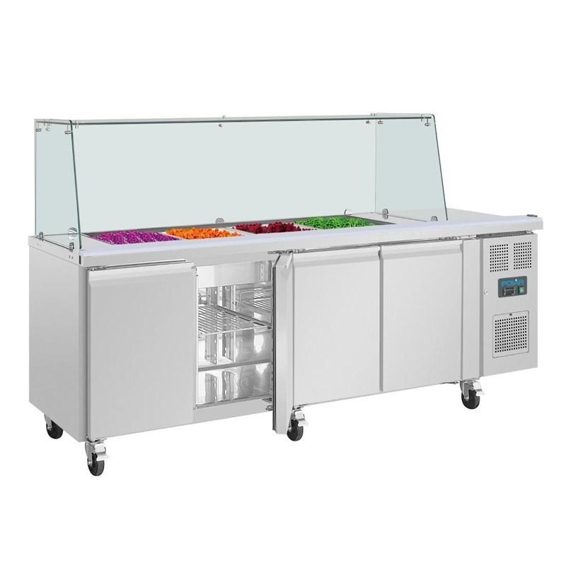 Comptoir à salade GN avec pare-haleine carré Série U 4 portes UA019 Polar_4