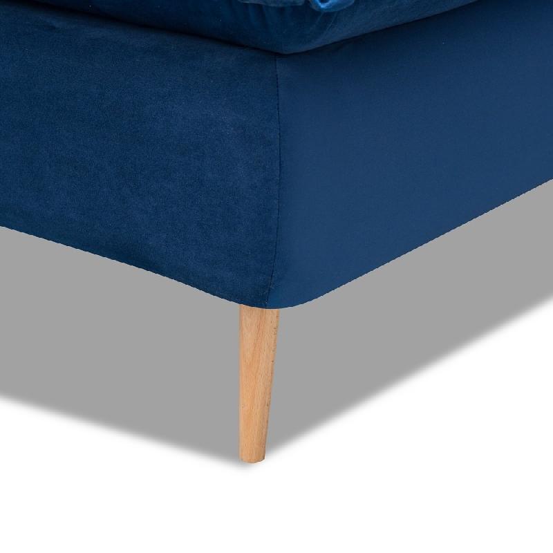 Fauteuil lit convertible express Lisbonne 70cm - sommier à lattes, matelas 13cm, velours bleu_4