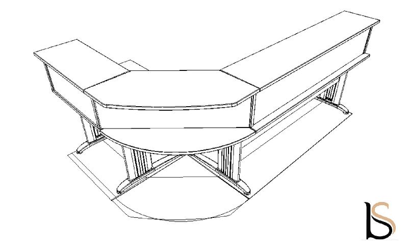Bureau d'accueil SIGMA avec angle - Mobel Linea. - Blanc_4
