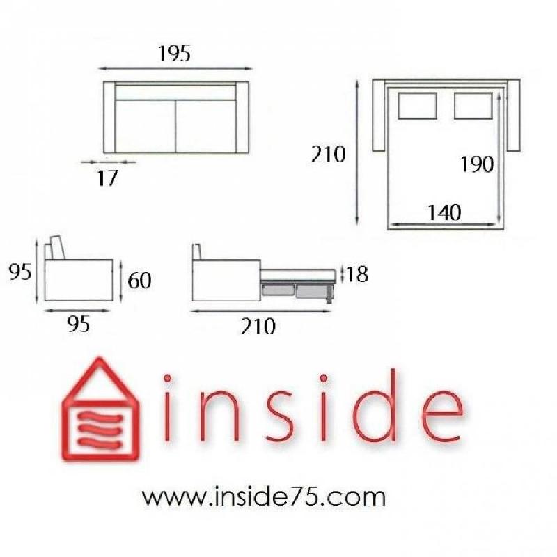 Canapé-lit convertible EXPRESS MASTER - Couchage 140x197cm - Matelas 18cm - Sommier à lattes RENATONISI - Polyuréthane gris graphite_4