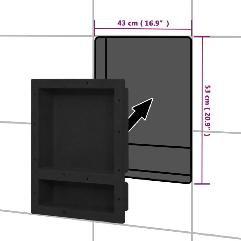 Vidaxl niche de douche avec 2 compartiments noir mat 41x51x10 cm 151397_4