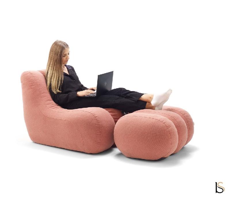 Chauffeuse de détente Emeki - Sokoa - Blend rose, Pouf_4