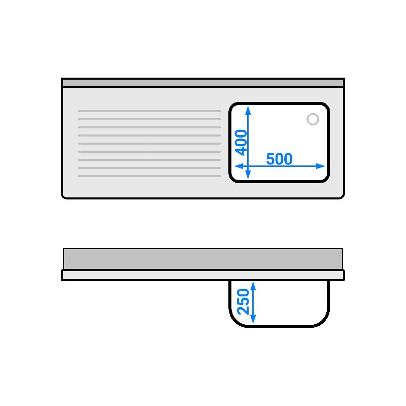 Plonge inox 1 bac avec égouttoir et étagère - P 600 mm - 1400 mm bac à droite_4