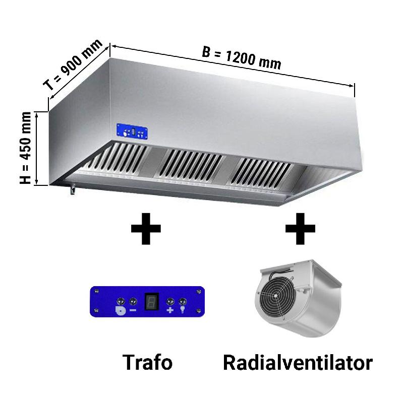 Hottes caisson inox avec moteur, variateur, filtre et éclairage - Profondeur 1100 mm - 1200_4