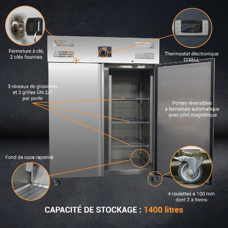 Armoire congélateur inox 1400 litres GN 2/1 - 2 portes | L2g - GN1410BT_4