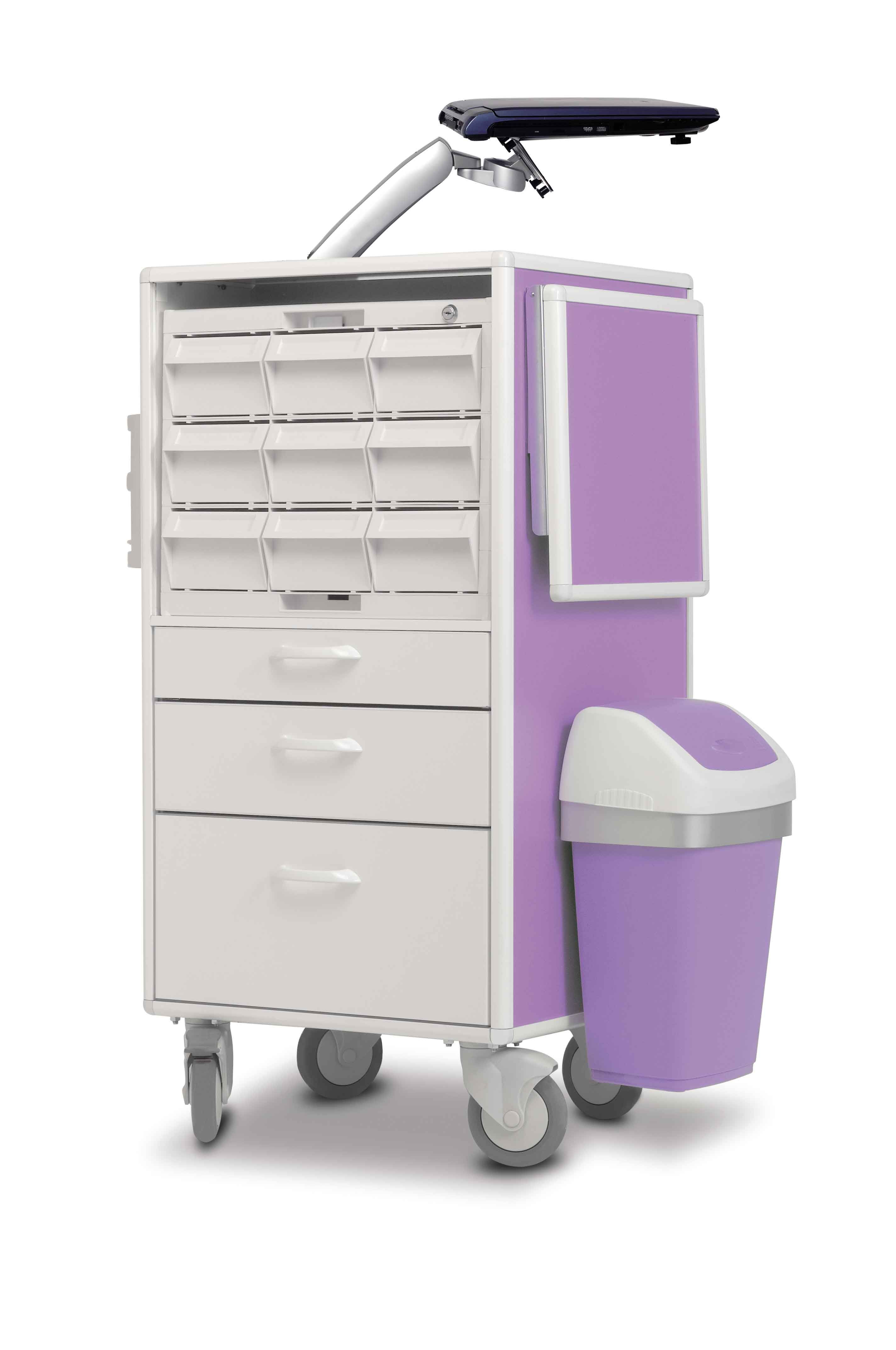 Carrydose CROM - Chariot informatique à structure en aluminium laqué - Support clavier amovible et options modulables_4