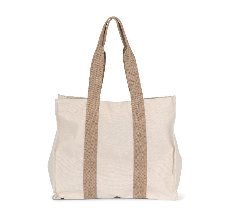 Grand sac shopping à soufflet recyclé - Kimood - Réf: KI5201 - Poche zippée et anses contrastées_4