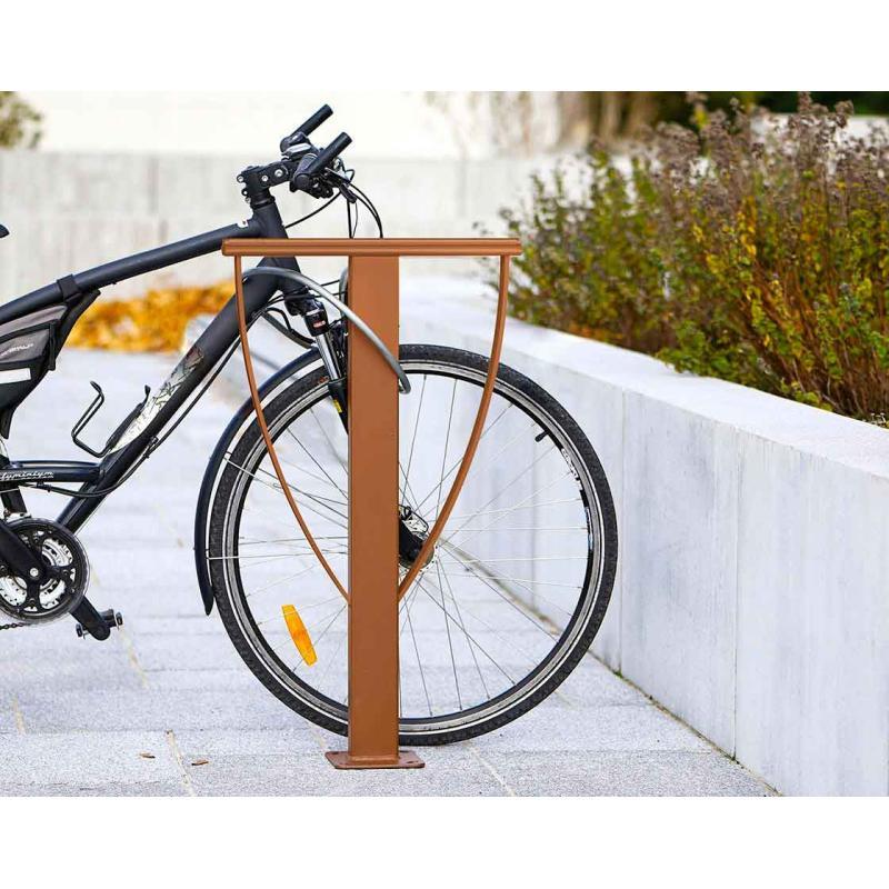 Appui Vélos Lisbonne - Faible encombrement pour cadre et roue - 505mm de largeur - Structure en tube acier 80x40mm_4