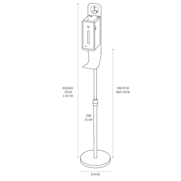 Distributeur Auto Gel sur Pied Télescopique Gris H 157 cm Réf : 490782_4