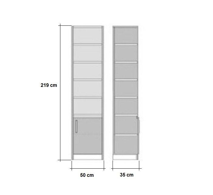 Composition armoire lit DYNAMO - Façade blanc brillant - Colonne bibliothèque blanc mat - Couchage 160x200 cm - Gain de place et design contemporain_4