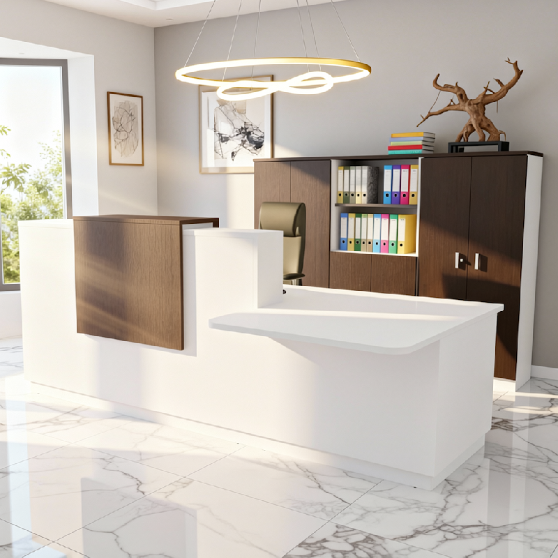 Banque d'accueil Design & Ergonomique : La solution idéale pour Cabinets Médicaux - 242, Blanc, Wenge, Droite, Non_0