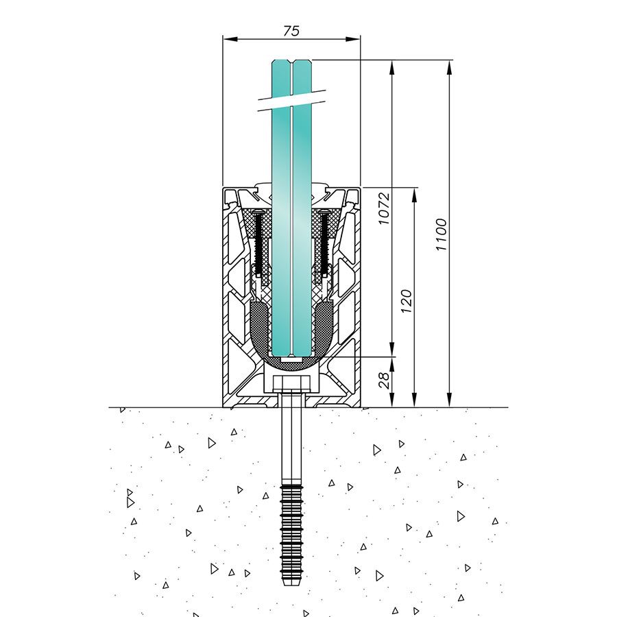 Garde-corps en verre avec système de cale SABCO pour ajustement précis