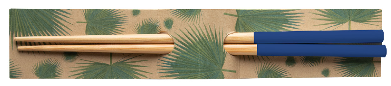 Baguettes en bambou - Set de 2 avec extrémités peintes - Couleur bleu - 16 gr_4