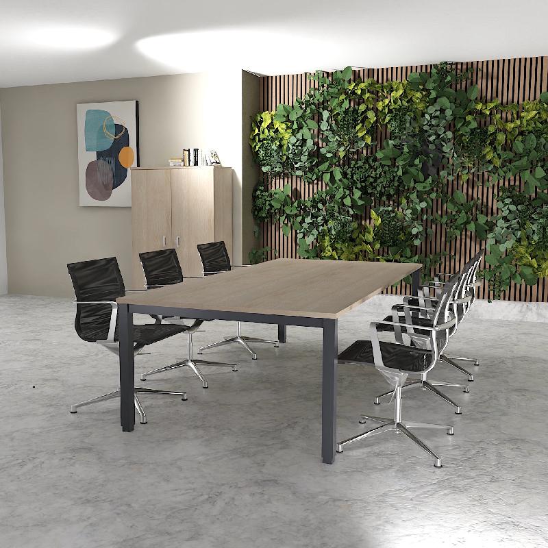 Table de réunion 6-8 personnes Tempo - Mobel Linea - 200, Anthracite, Acacia clair_4
