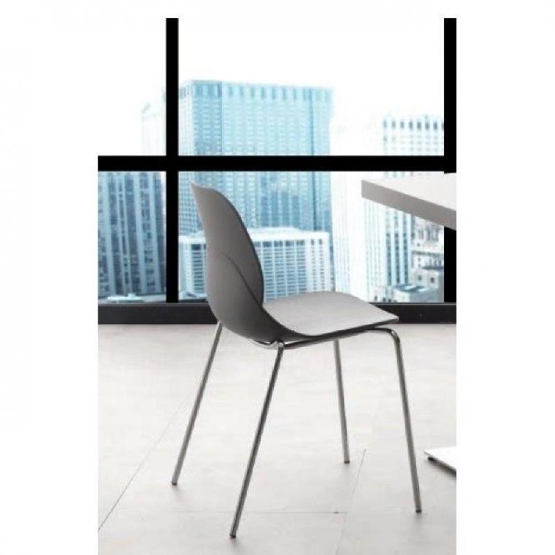 Lot de 4 chaises SHELL METAL design gris - assise polypropylène - piétement acier chromé_4