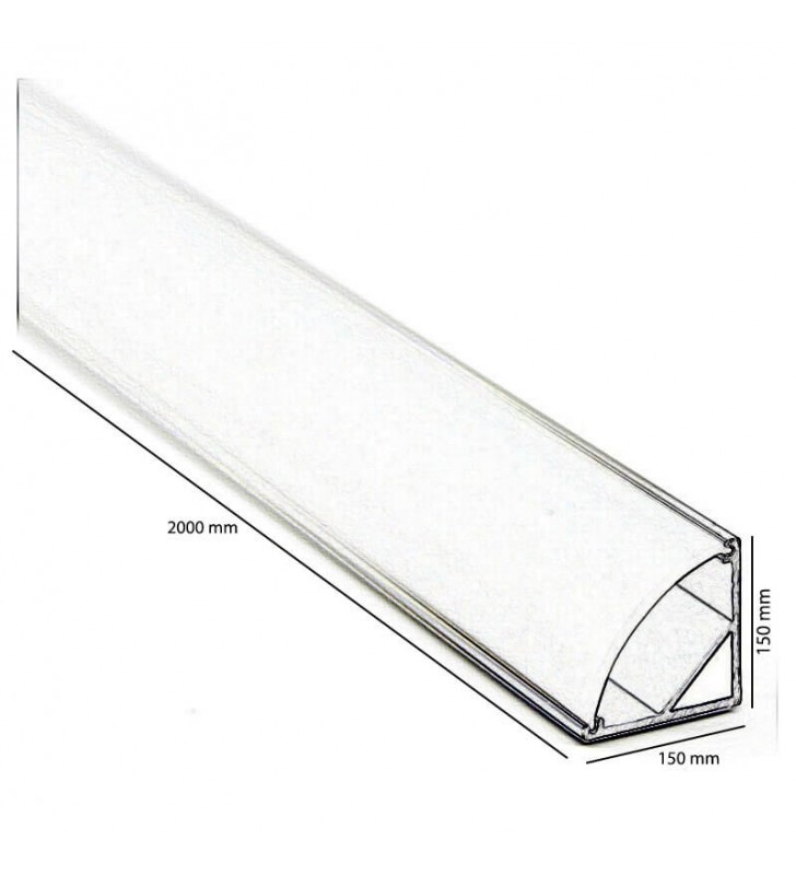 Profilé 2m alu en l et diffuseur opale -  référence profall_4