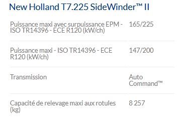 T7.225 Sidewinder II Tracteur Agricole - New Holland - Puissance Maxi 165/225 kW/ch - Technologie SCR ECOBlue™ et Autoguidage IntelliSteer®_4