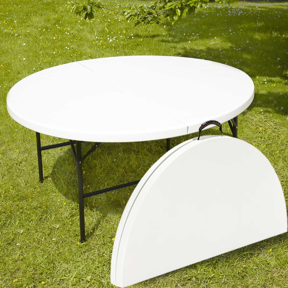Table pliante ronde 10 places - 180 cm PEHD - usage professionnel intérieur/extérieur_4