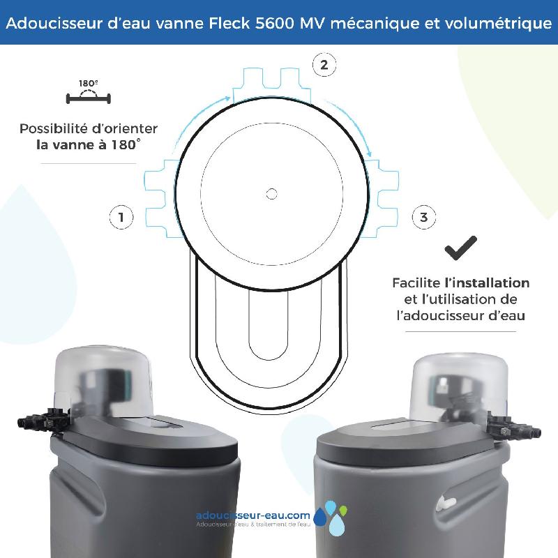 Adoucisseur eau 25l fleck 5600 mv mécanique volumétrique complet avec accessoires fabriqué en france_4