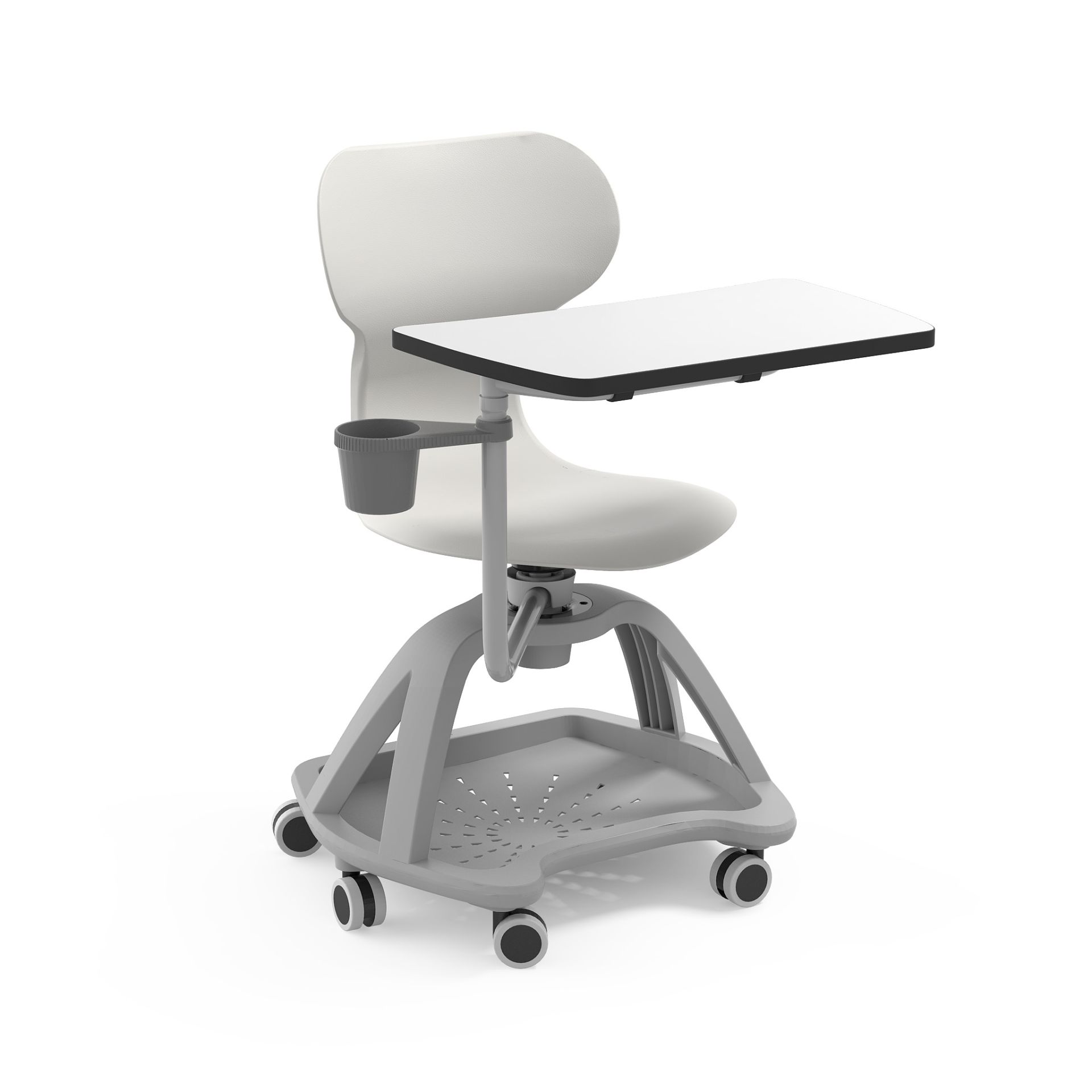 Chaise d'école pivotante Mia Table - dossier incurvé, table pivotante 360º, porte-boissons, plateau inférieur_4