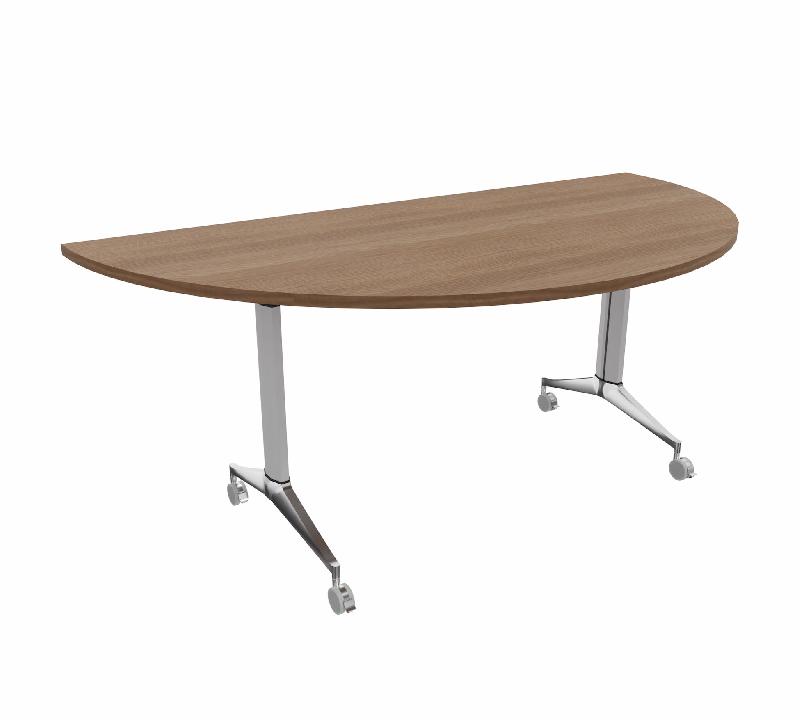 Table de réunion ½ lune Net - Mobel Linea - Alu, Acacia foncé_4