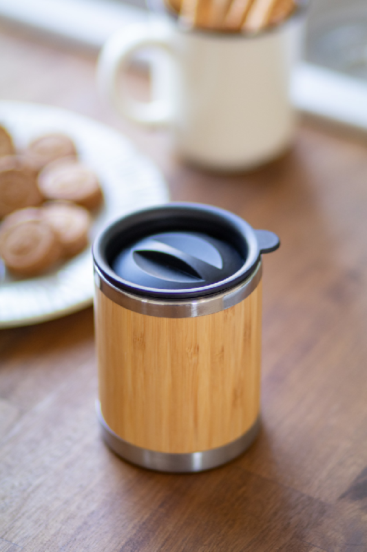 Mug thermos isotherme - double paroi inox et bambou - 300 ml_4