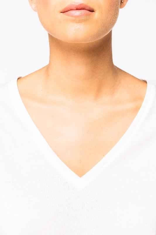 T-shirt écoresponsable loose à col V pour femme - 100% coton biologique - Réf: NS312_4