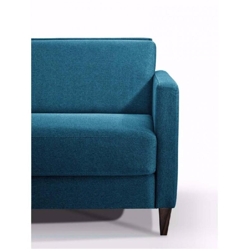 Canapé convertible express OSLO - Velours bleu turquoise - Couchage 140x197 cm - Matelas 16 cm inclus_4