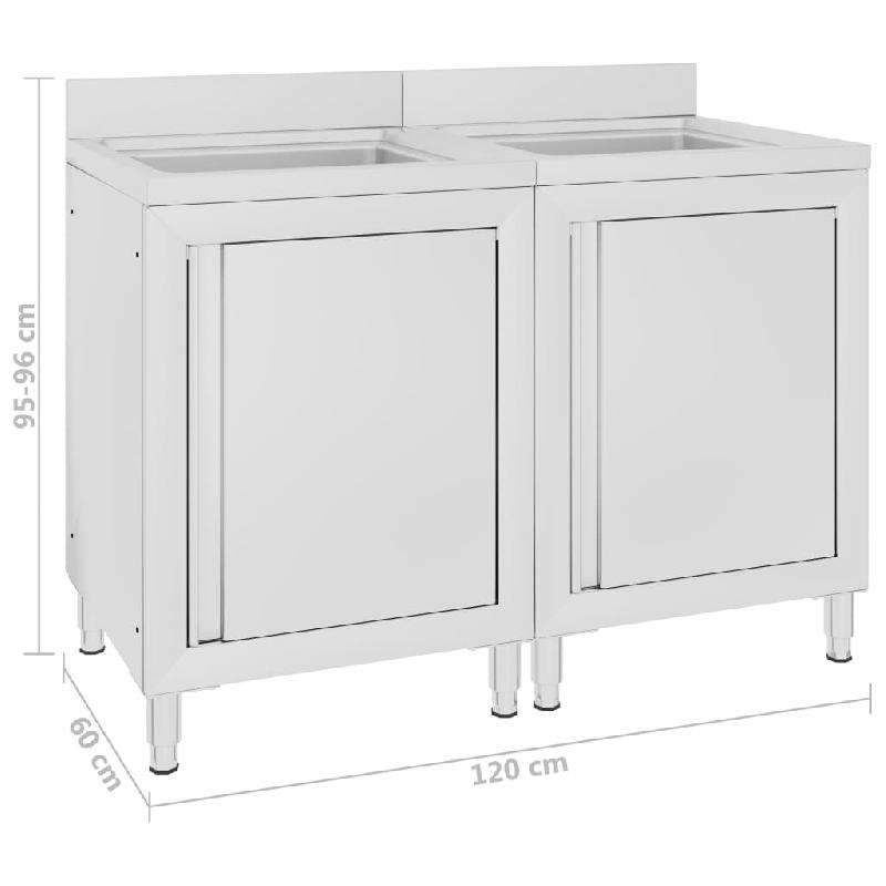 Vidaxl éviers de cuisine commerciaux 2 pcs acier inoxydable 3058273_4