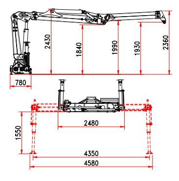 R 130 S2L Grue auxiliaire - BOB SPA - Capacité de levage 130 kNm - 7,94 m d'extension hydraulique_4