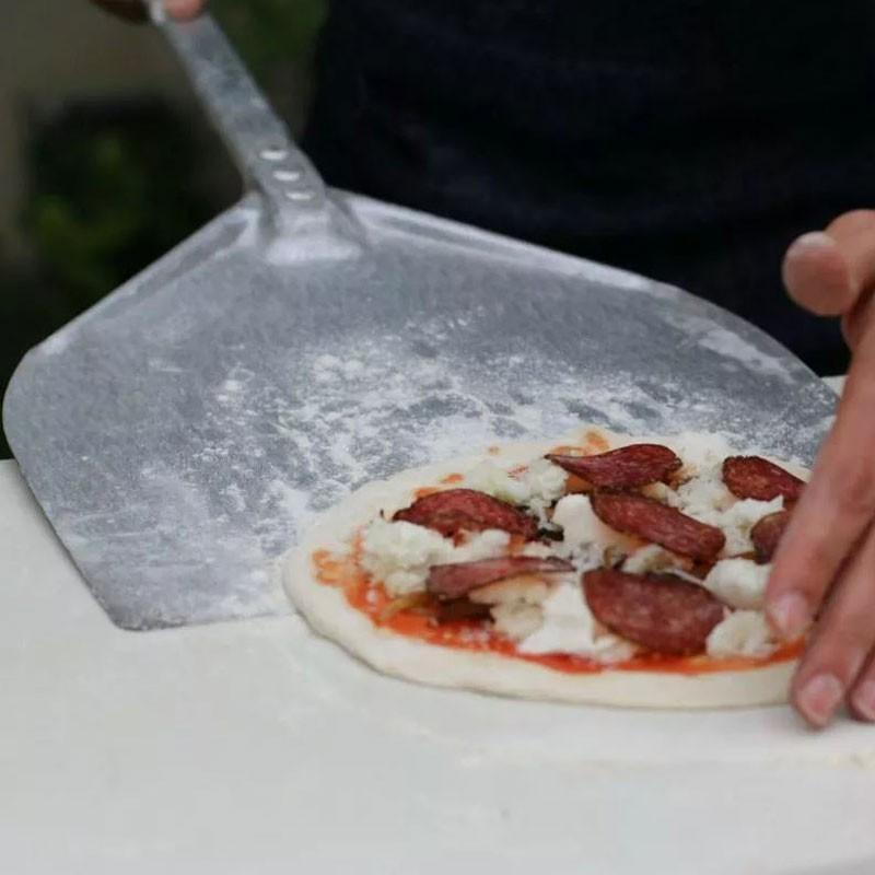 Pelle à pizza pleine rectangulaire aluminium 32x30 - Manche 60 cm - Gamme Amica | GI.METAL_4