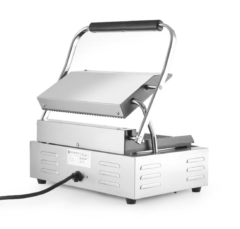 Grill de contact Panini Complètement rainuré 340x230mm HENDI_4