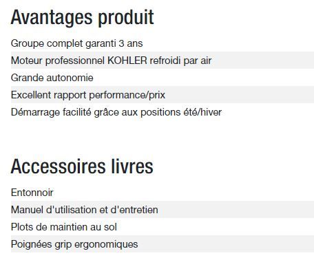 Perform 4500 XL Groupe électrogène - Kohler - Gamme Perform - 50 Hz - Puissance max 4 kW_4