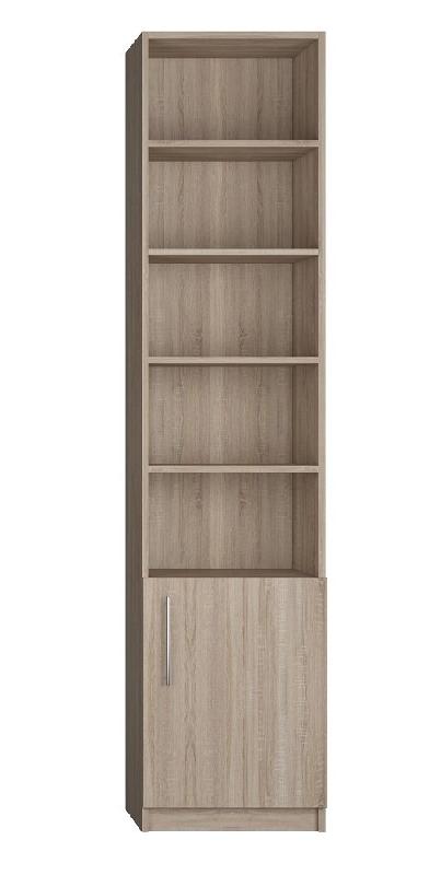 Composition lit escamotable Dynamo chêne - Couchage 140 x 200 cm avec colonne bibliothèque intégrée_4