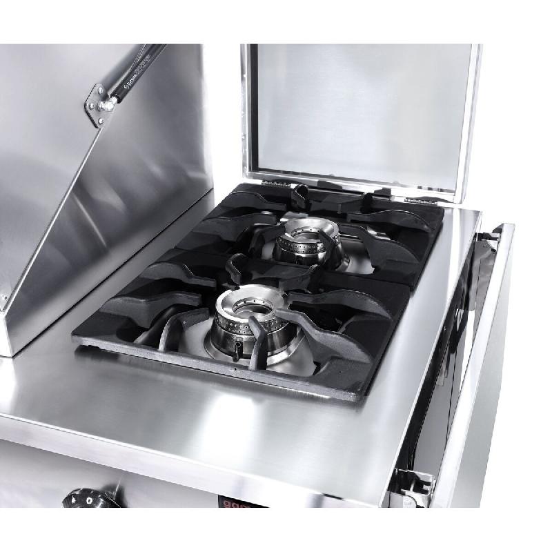 Station de Grill Gaz Professionnelle avec Broche et Cuisinière - Inox AISI 304 - GRSTE3 | GGM_4