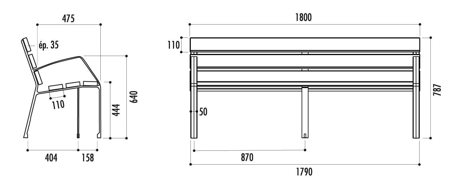 Banc public modo en polymère composite - ECOCITY_4