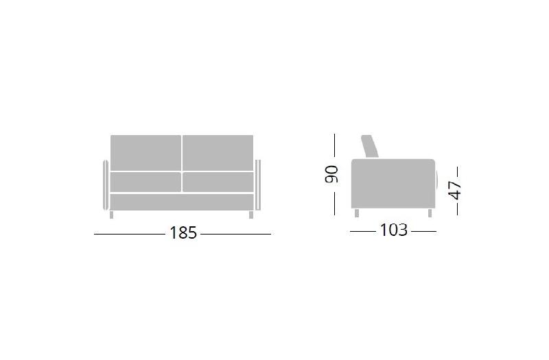 Canapé fixe 3 places UNIVERS - tissu safran - pieds fuselés en hêtre naturel - fabrication italienne_4