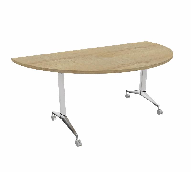 Table de réunion ½ lune Net - Mobel Linea - Blanc, Chêne veiné_4