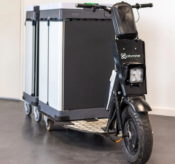 Triporteur électrique Cobrane P1 avec chariot Vileda - Charge 100kg - Pour opérations de nettoyage optimisées_0