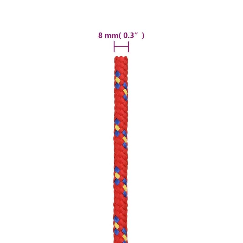 Vidaxl corde de bateau rouge 8 mm 25 m polypropylène 152395_4