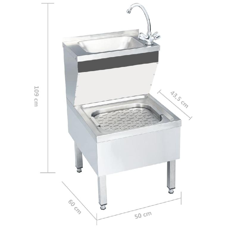 Vidaxl lavabo commercial de lavage des mains avec robinet inox 51116_4
