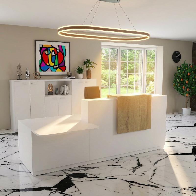 Banque d'accueil Design & Ergonomique : La solution idéale pour Cabinets Médicaux - Blanc, Gauche, Non, 282, Chêne veiné_0